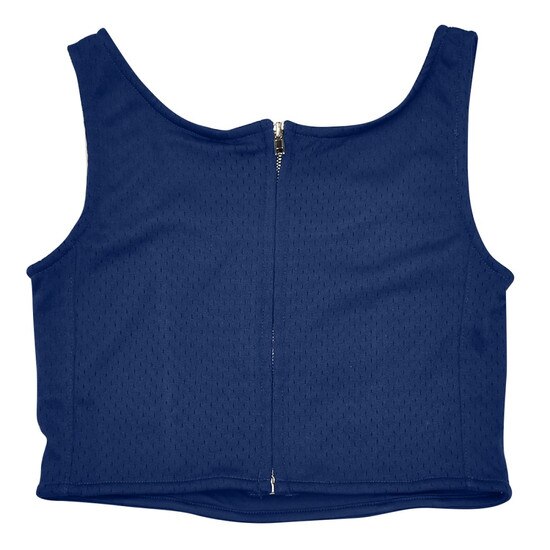Flat lay of the back of the navy WVU women's corset top
