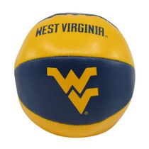 WVU softee plush basketball showing the Flying WV and West Virginia printed on it