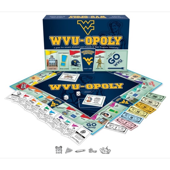 WVU monopoly board game featuring iconic WVU landmarks and icons