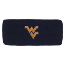 Navy WVU Logo Fit fleece lined headband with a Flying WV on the front