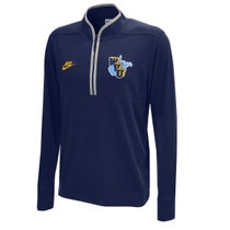 Navy Nike victory half zip pullover with WVU 1965 Throwback Logo embroidery at left chest