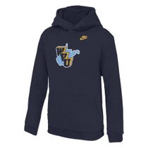 Navy Nike WVU youth hoodie with 1965 Throwback logo full front screen print