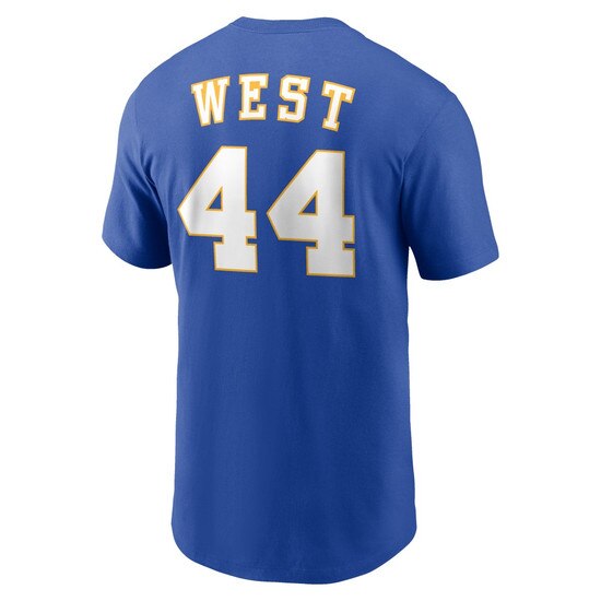 Royal blue Nike WVU Jerry West tee with West over #44 on the back