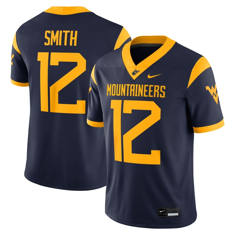 Men's Nike WVU #12 Geno Smith Black Coal Rush Football Jersey