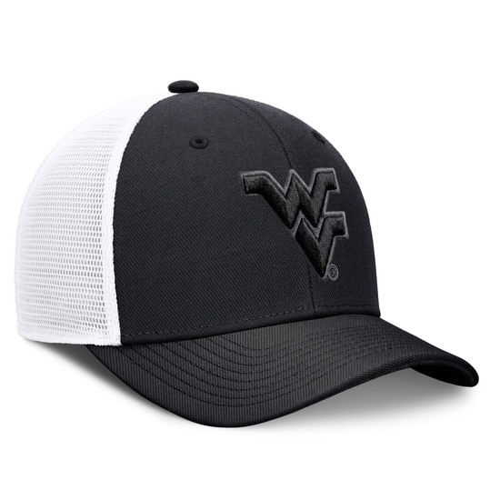 Right Icon Sticker Nike WVU Tonal WV Logo Black Dri-FIT Structured Trucker Hat