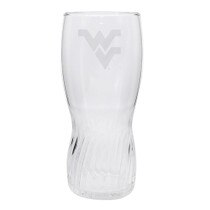 WVU gripper pub glass with an etched Flying WV on the front
