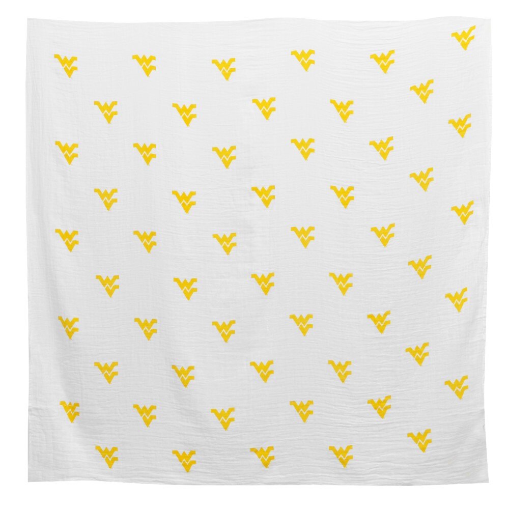 thumbnail image 2 of West Virginia University Swaddle Blanket - Official WVU Flying WV Design 47x47 Inch Cotton Muslin 2 of 14