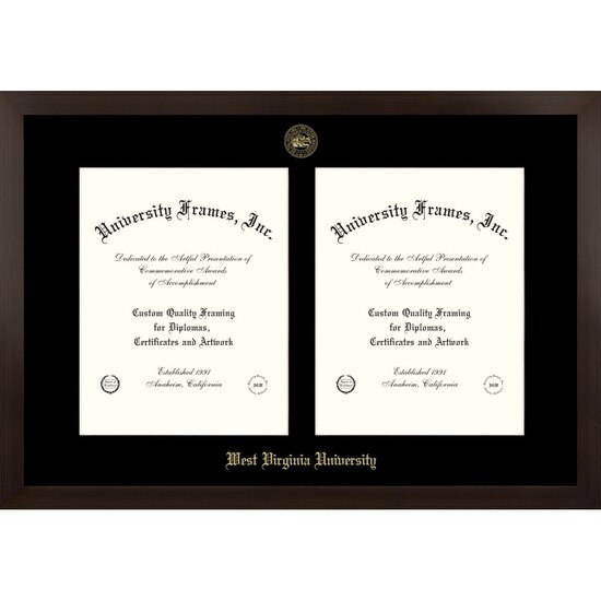 WVU Espresso Double Degree Diploma Frame
