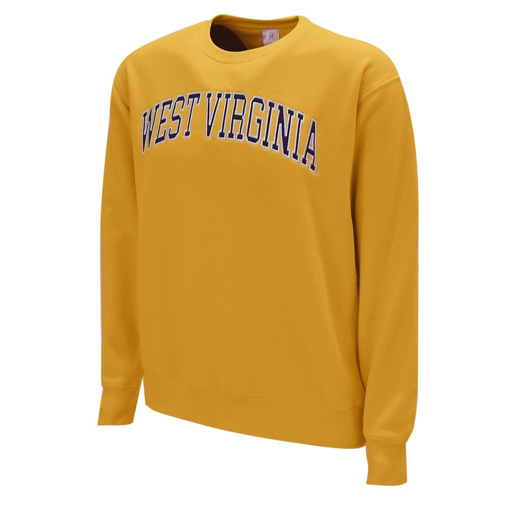 West Virginia Suede-Like Applique Gold Crewneck Sweatshirt
